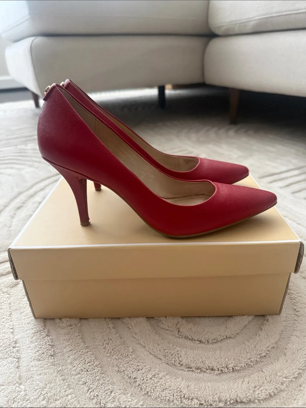 Michael Kors Red Pointed Leather Stiletto Pumps
